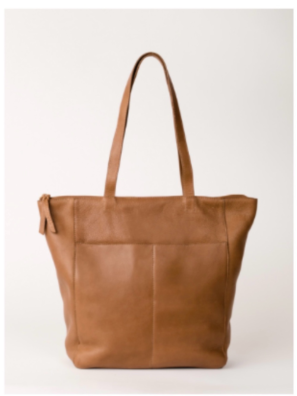 Able Lari Zip-Top Leather Tote Bag in Pebbled Whiskey